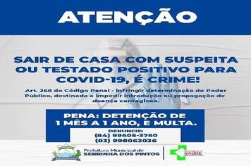 Sair de Casa com Suspeita ou testado covid-19, é Crime