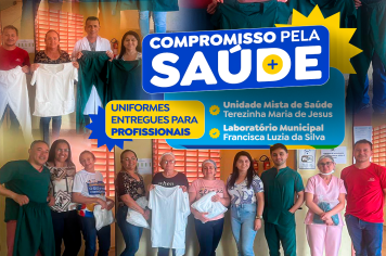 Uniformes entregues para profissionais da saúde