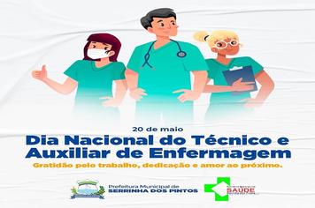 20 de maio - Dia Nacional do Técnico e Auxiliar de Enfermagem.
