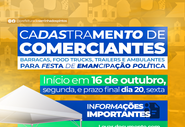 Cadastramento para festa de emancipação Política de Serrinha dos Pintos.