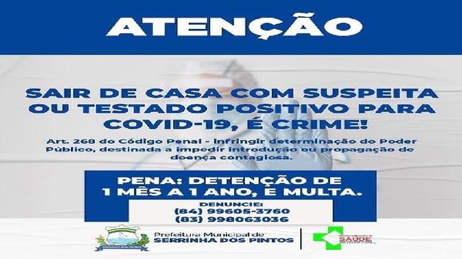 Sair de Casa com Suspeita ou testado covid-19, é Crime